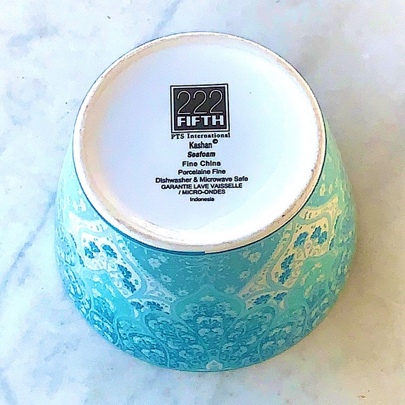 222 FIFTH KASHAN SEAFOAM APPETIZER BOWL PORCELAIN NEW - Picture 4 of 5
